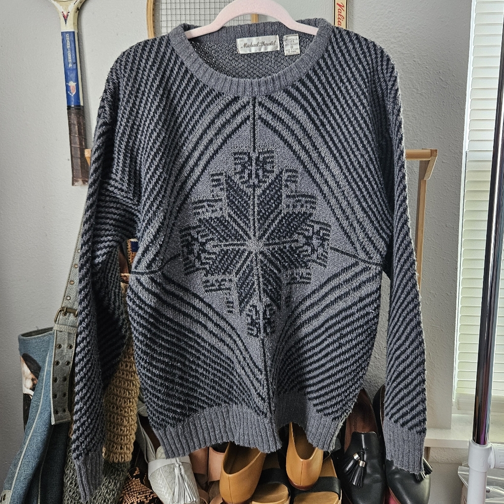 VTG Michael Gerald snowflake Sweater gray wool bill Cosby
